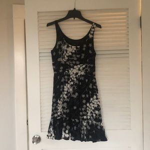 Silk dress by Julie Brown, flowers, flirty hem